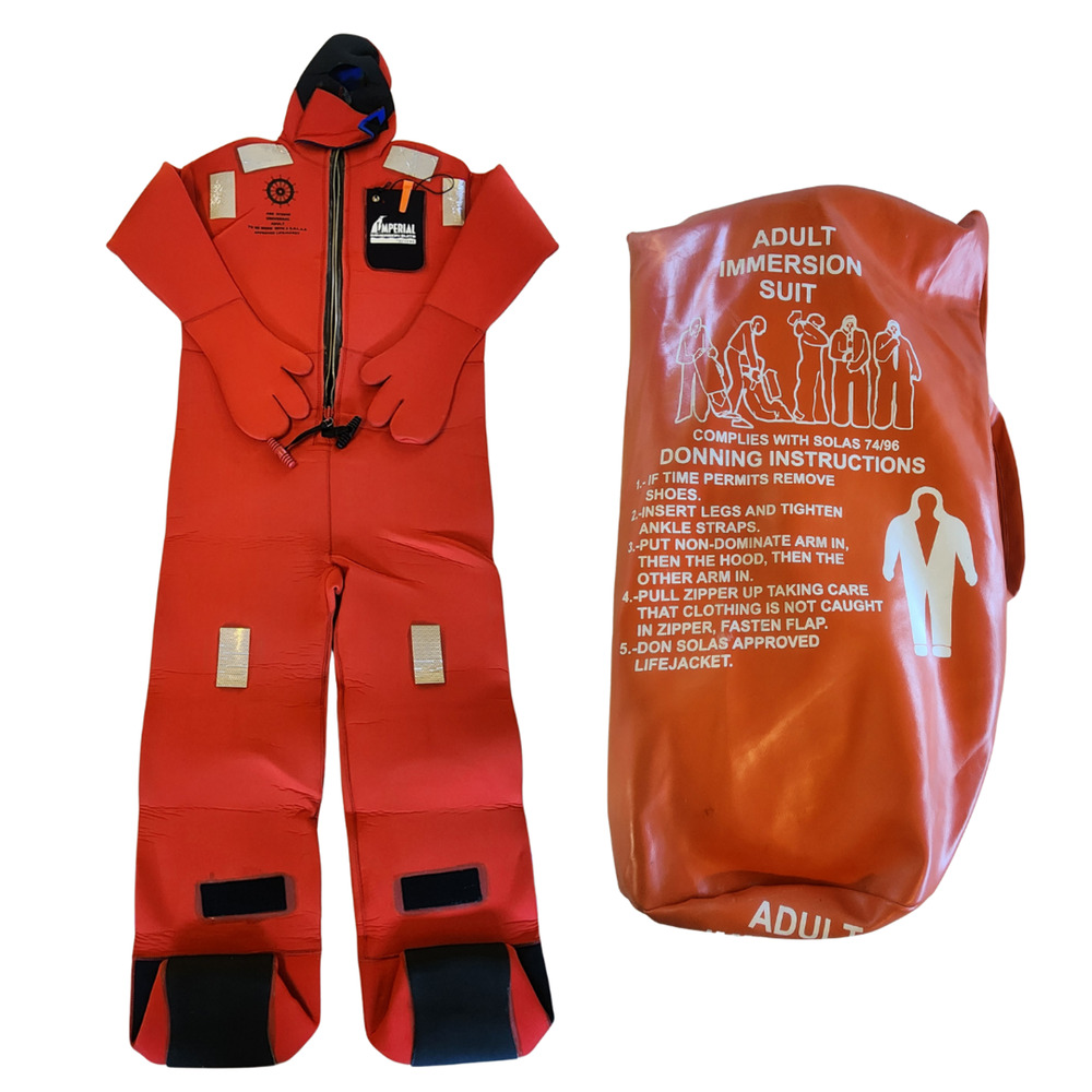 Imperial Model 1409 ECA USCG SOLAS Adult Universal Immersion suit 74/96 w/ Bag